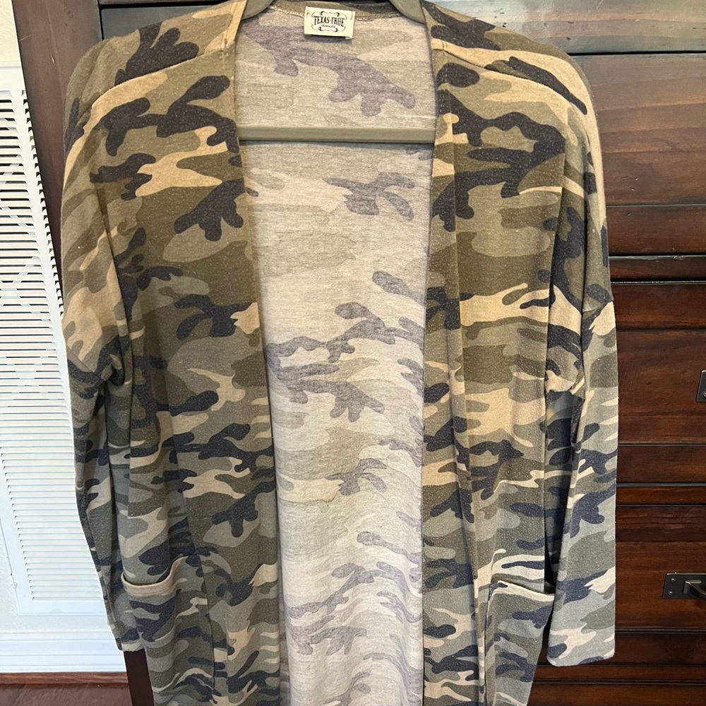 Camo long cardigan